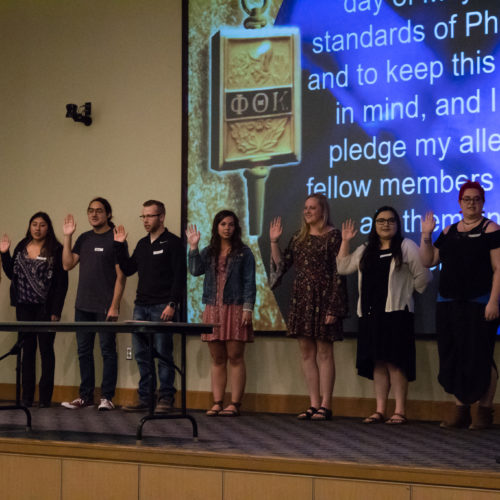 Phi Theta Kappa Induction Students being inducted to Phi Theta Kappa