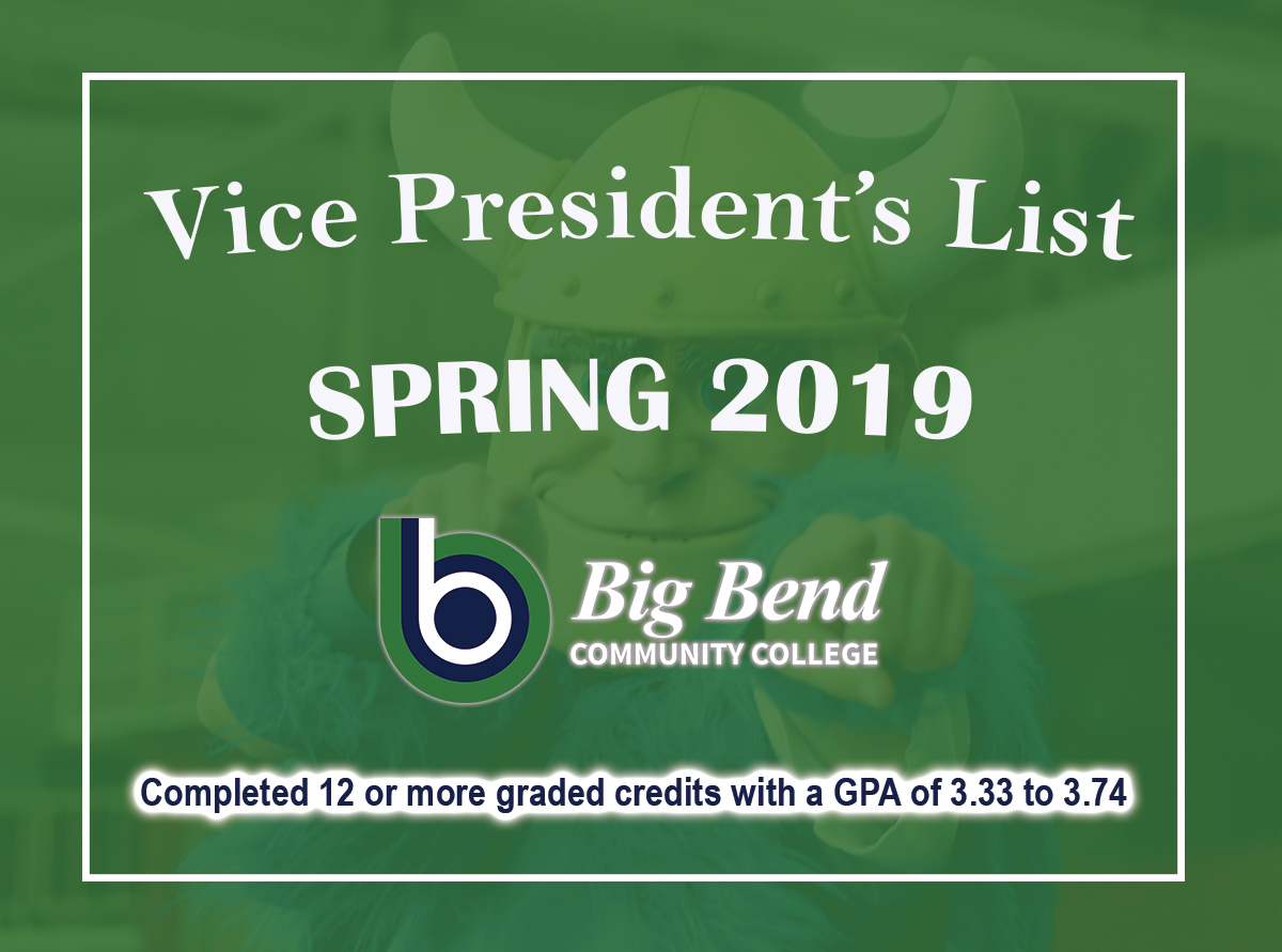 Spring 2019 Vice President's List - Big Bend Community College Image