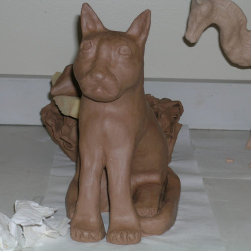 Clay sculpture made by student