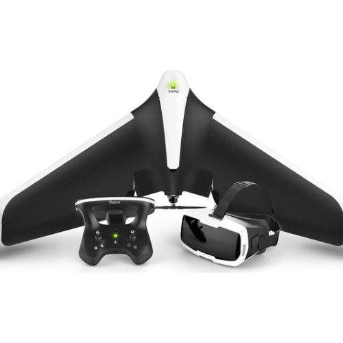 Winged drone with controller and headset Winged drone with controller and headset